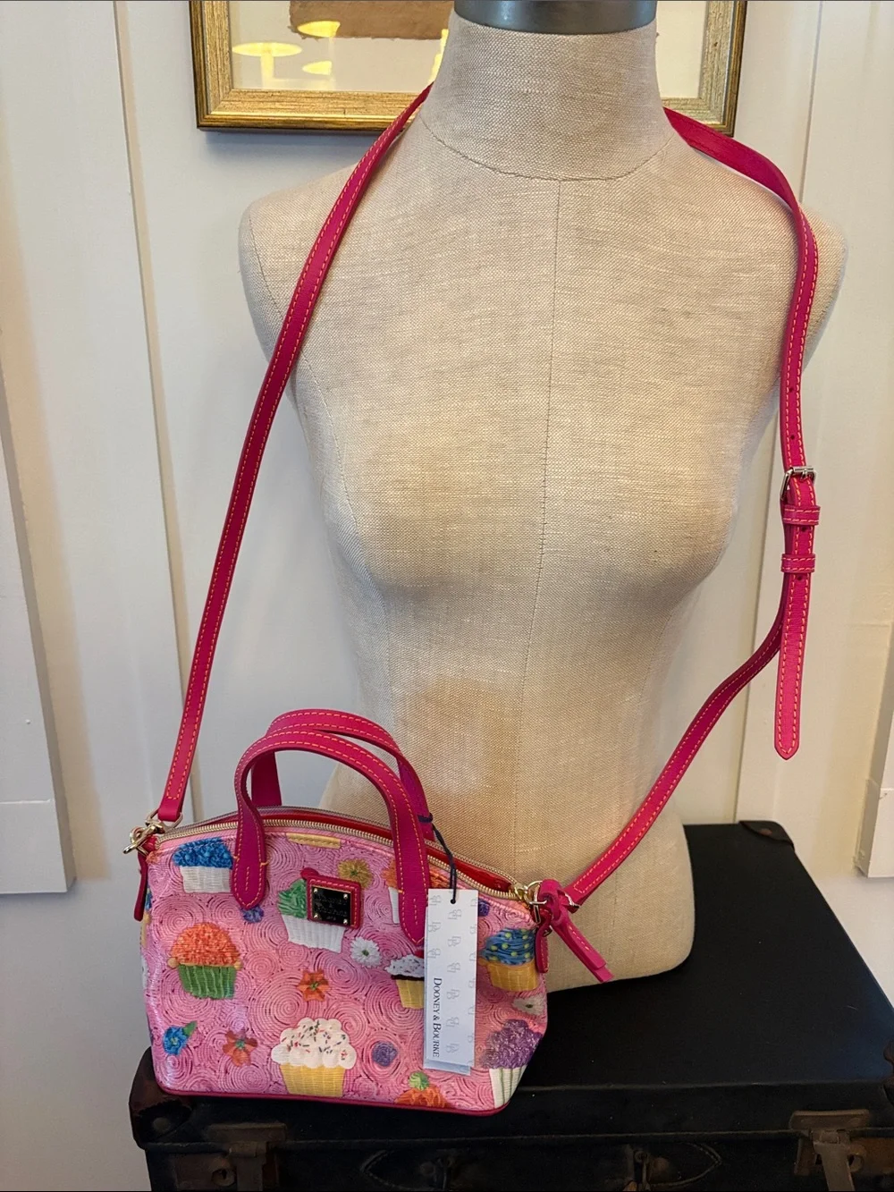 Dooney & Bourke Hot Pink Cupcake Embroidered Satchel